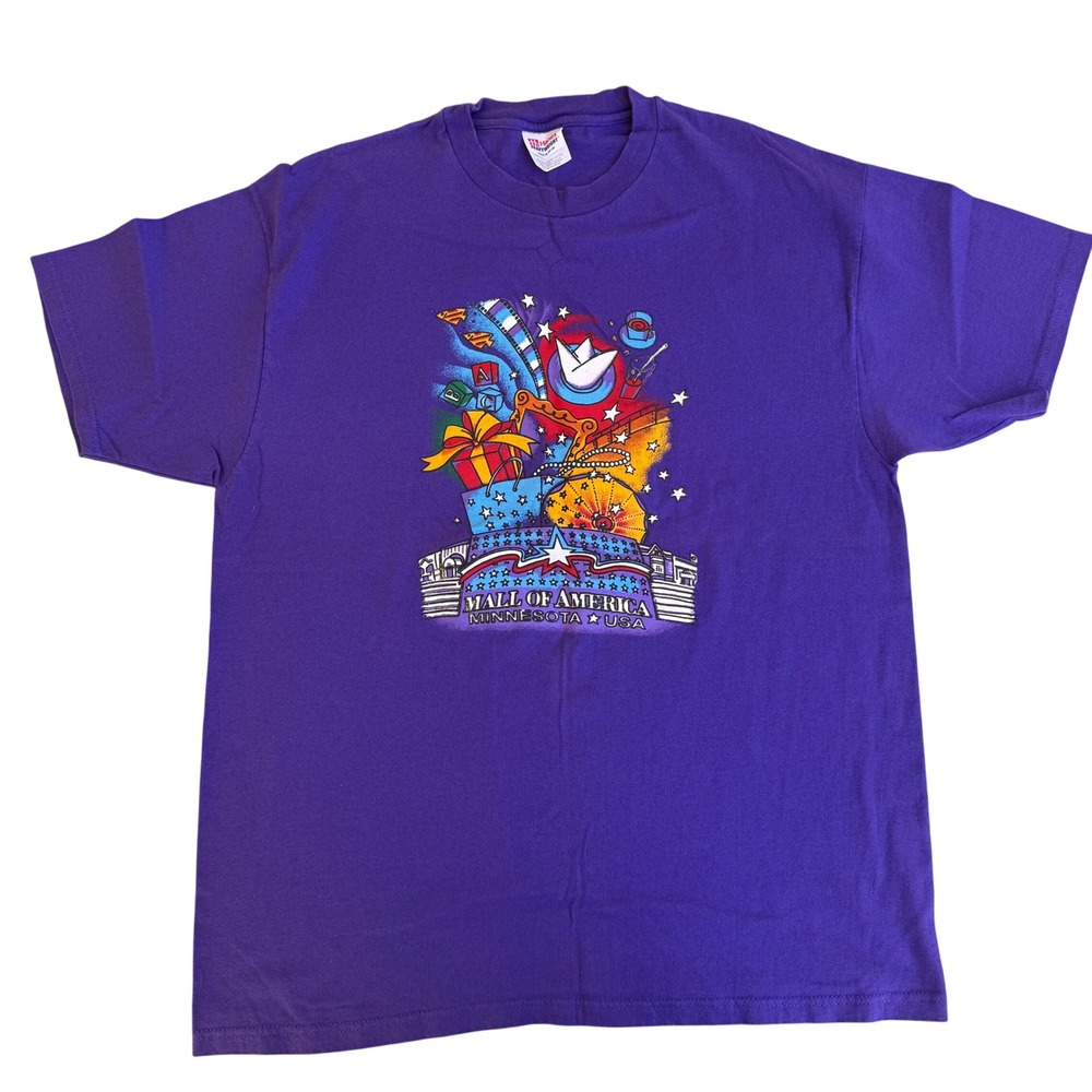 Vintage Hanes Mall of America Minnesota USA Purple Graphic T-Shirt XL 90s - Picture 2 of 6